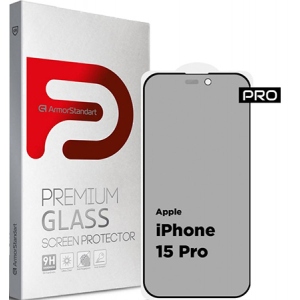 Захисне скло для смартфону Armorstandart Pro Anti-spy Matte for Apple iPhone 15 Pro Black (ARM73170)