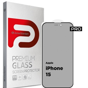 Захисне скло для смартфону Armorstandart Pro Anti-spy Matte for Apple iPhone 15 Black (ARM73171)