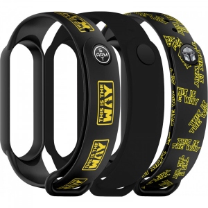 Ремінець для фітнес-браслету Armorstandart for Xiaomi Mi Band 7/6/5 This-is-the-Way Black Yellow (ARM77045)