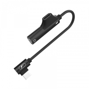 Перехідник аудіо SkyDolphin AU03 USB Type-C - USB Type-C+3.5 мм (M/F) Black (ADPT-00027)