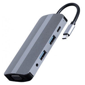 Хаб USB Cablexpert USB-C 8-в-1 USB 3.0/HDMI//VGA/PD (A-CM-COMBO8-02)