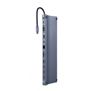 Хаб USB Cablexpert USB-C 11-в-1 USB-хаб+HDMI/VGA/PD/LAN/3.5-мм (A-CM-COMBO11-01)