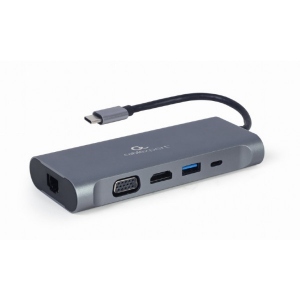Хаб USB Cablexpert USB-C 7-в-1 3.0/HDMI/VGA/PD/картридер/LAN Gigabit (A-CM-COMBO7-01)