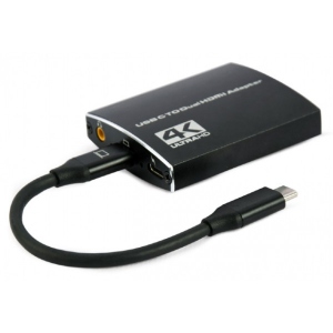 Перехідник Cablexpert USB-C-2HDMI/PD/3,5 (A-CM-HDMIF2-01)