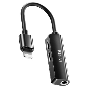Перехідник аудіо Baseus L52 Lightning to 2xLightning + 3.5 mm Black (CALL52-01)