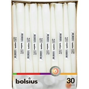 порівняти ціни на Свічка конусна Bolsius Біла 245/24, 30шт (359702.1)