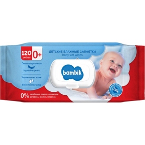 Вологі серветки для немовлят Bambik с овсяным молочком с клапаном, 120 шт. (43406100)