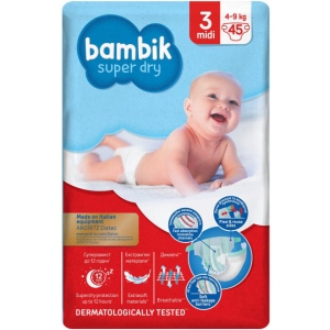 Одноразові підгузки Bambik Jumbo Размер 3 MIDI (4-9 кг), 45 шт. (43405200)