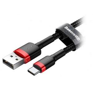 Кабель синхронізації даних Baseus Cafule Cable USB For Type-C 3A 1m Red-Black (CATKLF-B91)