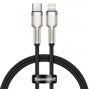 Кабель синхронізації даних Baseus Cafule Metal USB-C-Lightning 1m Black (CATLJK-A01)