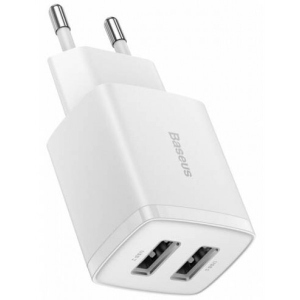 Мережевий зарядний пристрій Baseus Compact 2U 10.5W White (CCXJ010202)