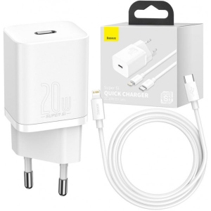 Мережевий зарядний пристрій Baseus 20W Super Si USB-C (TZCCSUP-B02) White