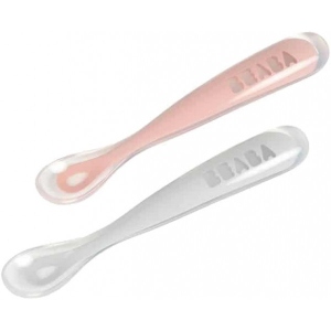 Дитяча ложечка Beaba силіконові ергономічні 4+ Pink/Grey