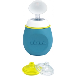 Поїльник-непроливайка дитячий Beaba з силікону BabySqueez 2 in 1 Blue (912621)