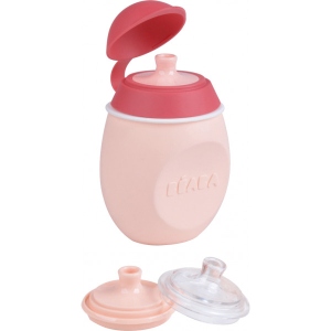 Поїльник-непроливайка дитячий Beaba з силікону BabySqueez 2 in 1 Pink (912620)