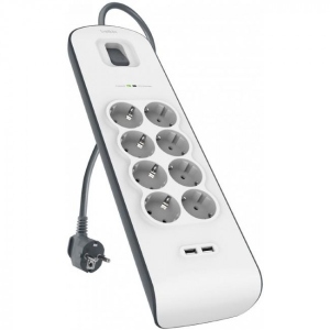 Мережевий фільтр Belkin 8 розеток 2xUSB 2m (BSV804vf2M)