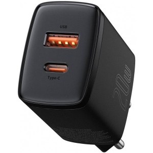 Мережевий зарядний пристрій Baseus Compact Quick Charger U+C 20W EU Black (CCXJ-B01)