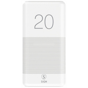 Батарея мобільна Sign 20000 mAh Standard Charge (5V) 2.1A SNPB-20WH White (SNPB-20WH) офіційний сайт