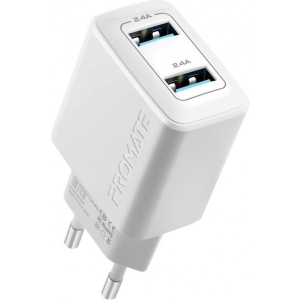 Автомобільний зарядний пристрій Promate Biplug White
