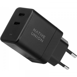 Бездротовий зарядний пристрій Native Union Fast GaN Charger PD 35W Dual USB-C Port Black (FAST-PD35-BLK-EU)