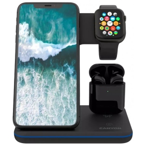 Зарядний пристрій Canyon WS-302 3 в 1 QI Black (CNS-WCS302B)