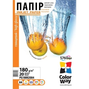 Фотопапір А4 Colorway A4 ПГ 180г/м-20л глянцевая