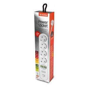 Мережевий фільтр Colorway 4 розетки/4 USB white (CW-CHE44W)