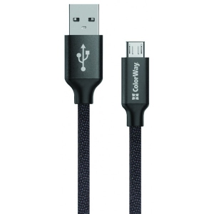 Кабель синхронізації даних Colorway USB-MicroUSB 1m Black (CW-CBUM002-BK)