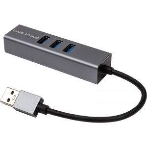 Хаб USB Cabletime USB 3.0 - USB 3.0 (3 Ports) + RJ45 0.15m (CA913374) інтернет-магазин