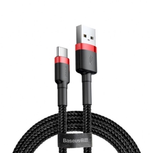Кабель синхронізації даних Baseus Cafule Cable USB For Type-C 2A 3m Red/Black (CATKLF-U91)