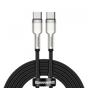 Кабель синхронізації даних Baseus Cafule Metal Type-C to Type-C 100W 2 м Black (CATJK-D01)