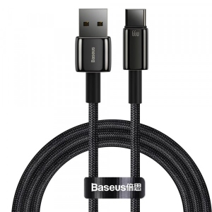 Кабель синхронізації даних Baseus Tungsten Gold Fast Charging Data Cable USB to Type-C 66W 1m Black (CATWJ-B01)