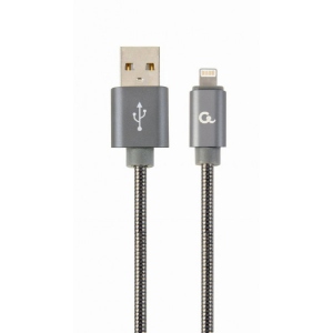 Кабель синхронізації даних Cablexpert USB 2.0 A - Lightning  Premium 2m Grey (CC-USB2S-AMLM-2M-BG)