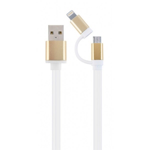 Кабель синхронізації даних Cablexpert USB 2.0 BM - Lightning/Micro USB 1m White (CC-USB2-AM8PmB-1M-GD)