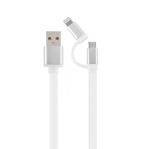 Кабель синхронізації даних Cablexpert USB 2.0 BM - Lightning/Micro USB 1m Silver (CC-USB2-AM8PmB-1M-SV)