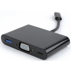 Переходнік USB-C - USB Cablexpert USB 3.1 Type C to Type-C/USB3.0/VGA 0.15m Black (A-CM-VGA3in1-01)