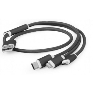Кабель синхронізації даних Cablexpert USB BM - Lightning/MicroUSB/USBType-C 1m Black (CC-USB2-AM31-1M)