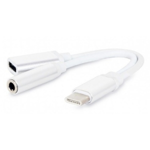 Перехідник аудіо Cablexpert USB Type-C-3.5мм 0.15m (CCA-UC3.5F-02-W)