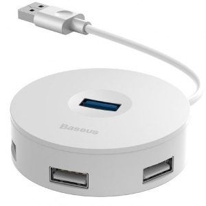 Хаб USB Baseus Round Box USB3.0 to USB3.0+3xUSB2.0 10 см White (CAHUB-F02)