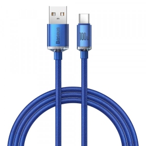 Кабель синхронізації даних Baseus Crystal Shine Series Fast Charging Data Cable USB to Type-C 100W 1.2m Blue (CAJY000403)