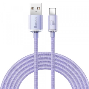 Кабель синхронізації даних Baseus Crystal Shine Series Fast Charging Data Cable USB to Type-C 100W 2m Purple (CAJY000505)