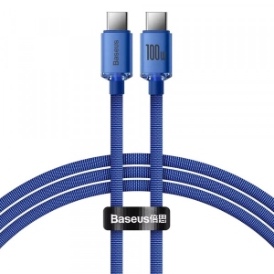Кабель синхронізації даних Baseus Crystal Shine Series Fast Charging Data Cable Type-C to Type-C 100W 1.2m Blue (CAJY000603)