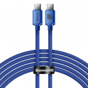Кабель синхронізації даних Baseus Crystal Shine Series Fast Charging Data Cable Type-C to Type-C 100 W 2 m Blue (CAJY000703)