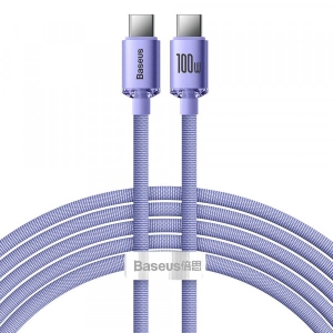 Кабель синхронізації даних Baseus Crystal Shine Series Fast Charging Data Cable Type-C to Type-C 100 W 2 m Purple (CAJY000705)
