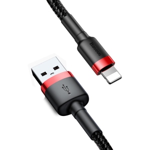 Кабель синхронізації даних Baseus Cafule Cable USB For Lightning 2.4A 1m Black/Red (CALKLF-B19)