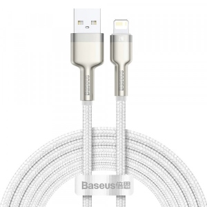 Кабель синхронізації даних Baseus Cafule Metal Lightning 2.4A 2 м White (CALJK-B02)