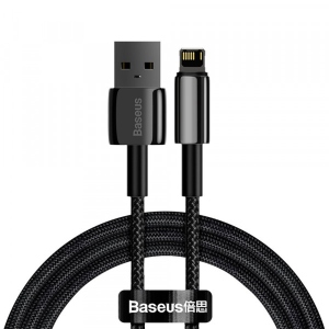 Кабель синхронізації даних Baseus Tungsten Gold Fast Charging Data Cable USB to iP 2.4A 1m Black (CALWJ-01)