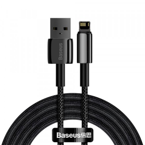 Кабель синхронізації даних Baseus Tungsten Gold Fast Charging Data Cable USB to iP 2.4A 2m Black (CALWJ-A01)
