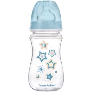 Пляшка для годування Canpol babies Антиколікова з широкою шийкою Easy Start-Newborn baby блакитні зірки, 240 мл. (35/217_blu)