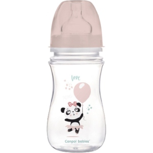 Пляшка для годування Canpol babies Антиколікова з широким горлом Easy Start - "Іграшки" рожева лялька, 240 мл. (35/221_pin)